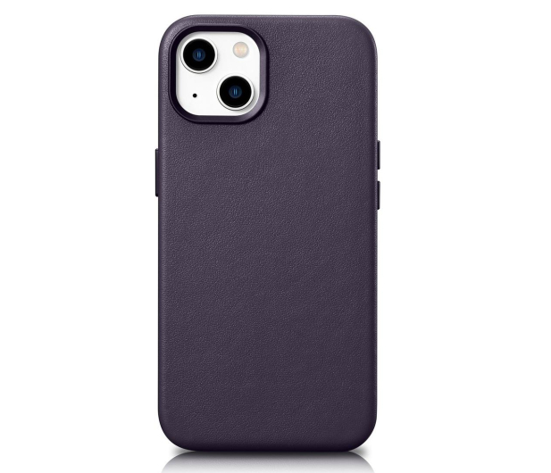iCarer Leather Case do iPhone 14 Plus (MagSafe) fioletowy - 1201181 - zdjęcie